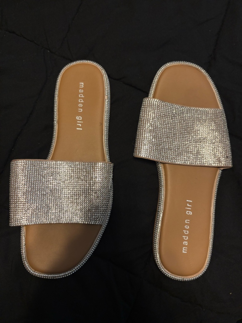 Madden Girl Rose Gold Crystal Slide Sandals